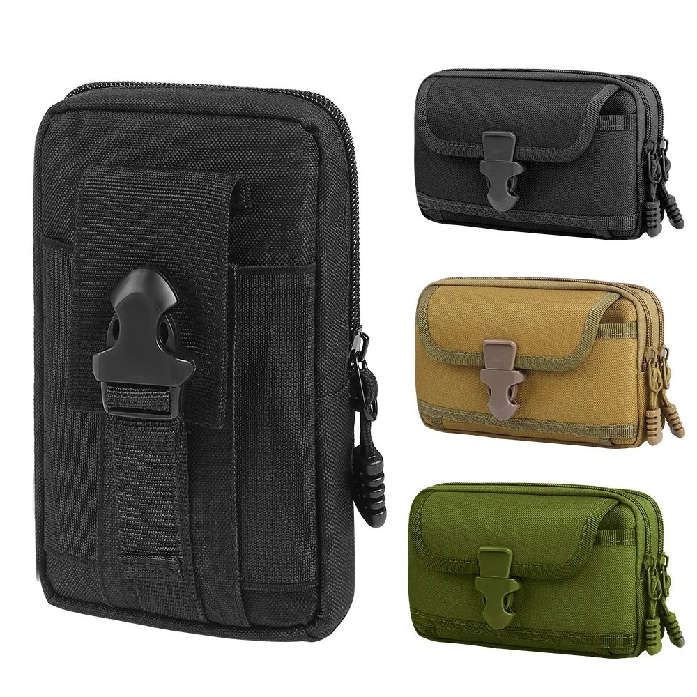 

Tactical Molle Pouch Belt Waist Bag Military Small Pocket Outdoor Mobile Phone Pouch for 6.5'' Phone Hunting Travel Camping Bags