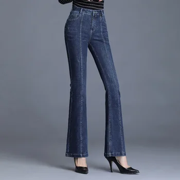 

Stretch Women Jeans Bell-bottom Pants Autumn New Style Korean Version Commuting High-waisted Jeans Fashionable Casual Pants