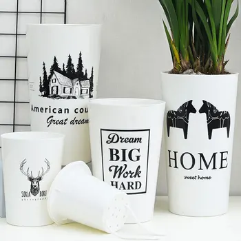 

New Hot Plant Pot Cover Indoor Plastic Rattan Flower Cover Round Modern Decor Planter Pot SMR88