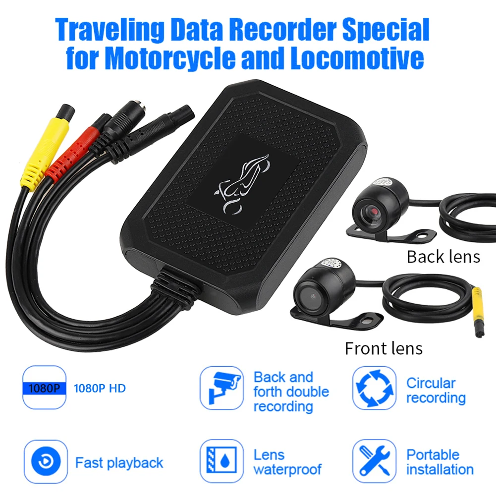 1080P HD Motorcycle Camera DVR System Dual Channel Loop Recording Dash Cam Double Lens Front Rear Driving Record Night Vision |