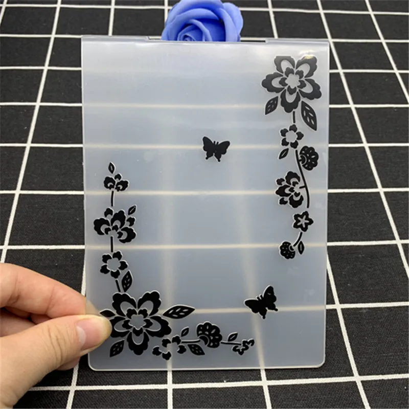 Flower corner decoration frame transparent folding embossing board DIY handmade works background embossing mold