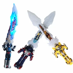 Sword modelo de espada ancha con luz para niños, juguete infantil, equipo de juego, utillaje, juguetes para jugar a las casitas, deformación parpadeante y con sonido