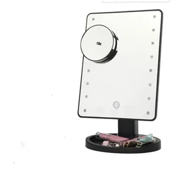 

16/22 LED Lights Touch Screen Makeup Mirror 1X 10X Table Desktop Countertop Bright Adjustable USB Cable Or Batteries Use Tools