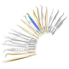 

MEILAIMDY Tweezers for Eyelash Extension - Professional Straight | Curvy | Pointed Edge Precision Stainless Steel Makeup Tool
