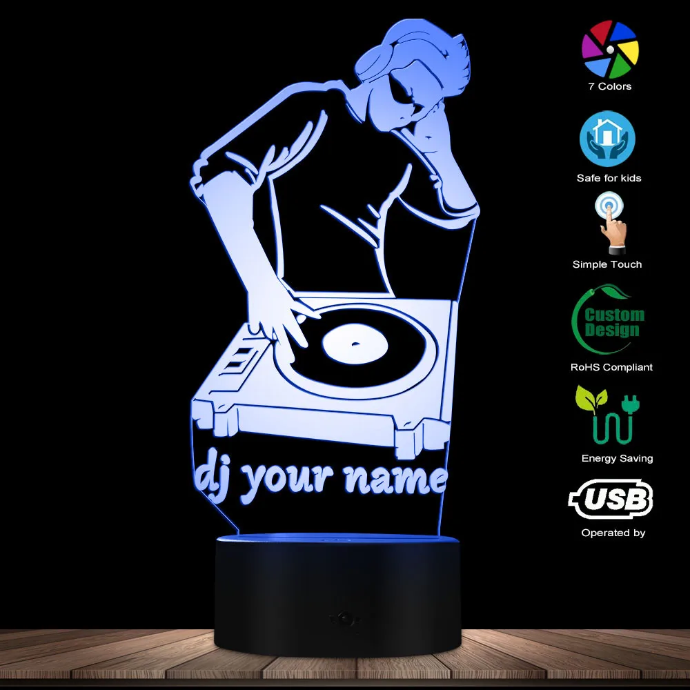 1 шт диско DJ светодиодный ночник настольная лампа диджейский вращающийся индивидуальный заказ Ваше имя Музыкальный клуб вечерние