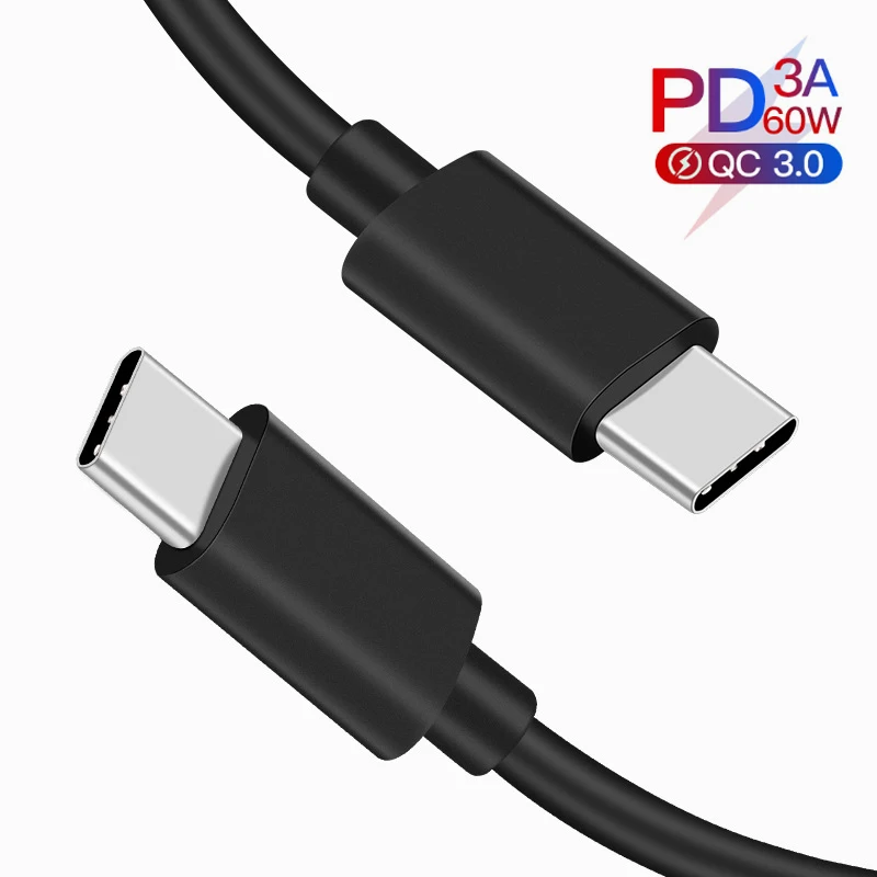 Кабель usb type-C к usb type-C 60 Вт PD Быстрая зарядка для samsung S8 S9 Macbook xiaomi huawei phone UsbC зарядный шнур поддержка QC3.0