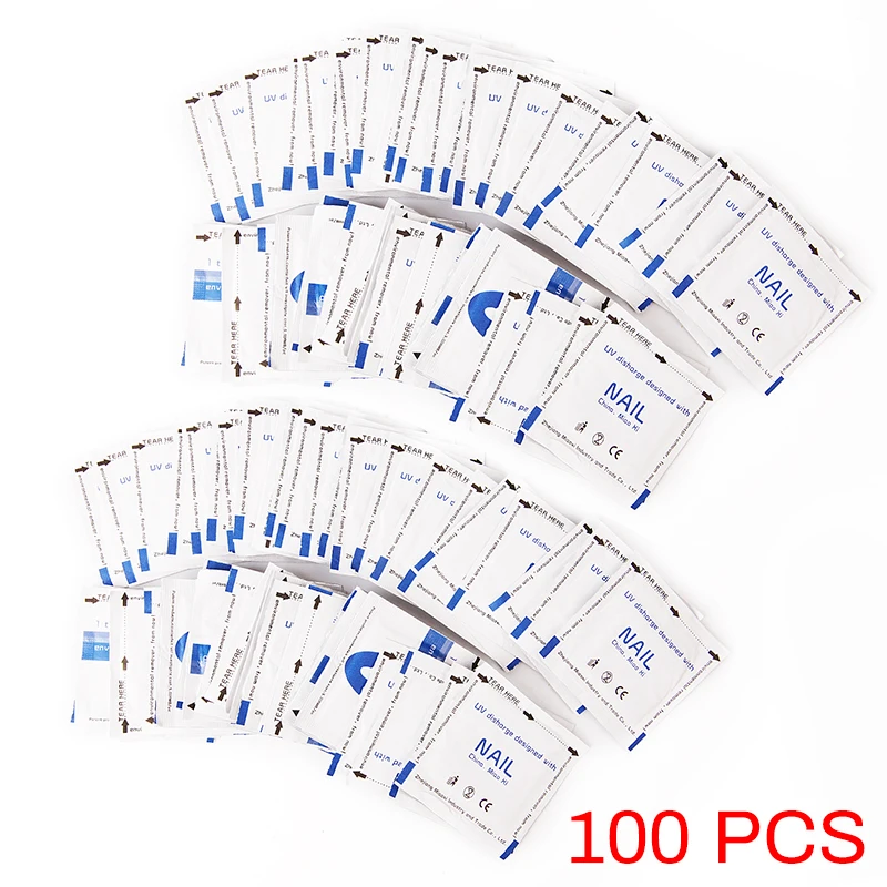 100pcs 100 шт./компл. очищающее средство для нейл-арта для обезжиривания поверхности УФ инструмент для снятия гель-лака с ногтей Обертывания безворсовые салфетки для очистки салфетки для маникюра - Цвет: 100pcs