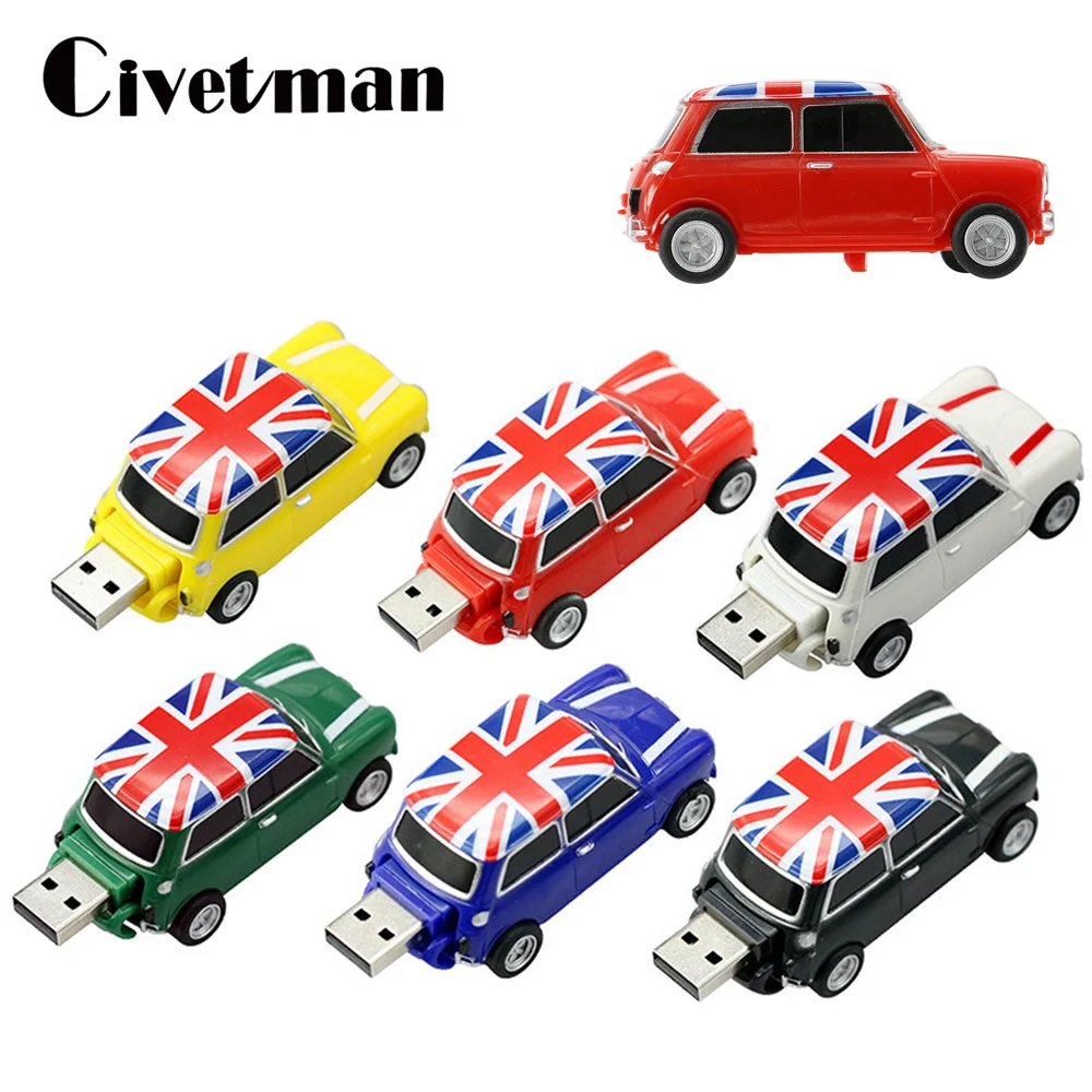 

New USB Flash Drive England Mini Cooper Car 256GB Pendrive 4GB 8GB 16GB 32GB 64GB 128GB USB Stick Pen Drive Memory Disk Storage