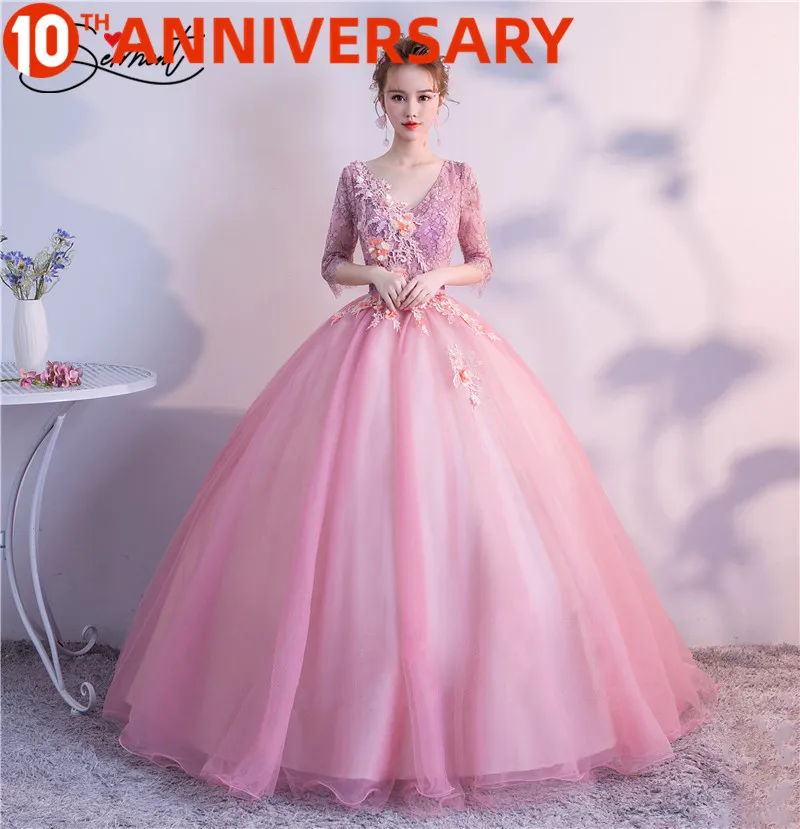 

OllyMurs Color Prom Dress Opera Performance New Spring and Summer 6 Layer 3D Flower Fluffy Thin Shoulder Dress Free Shipping