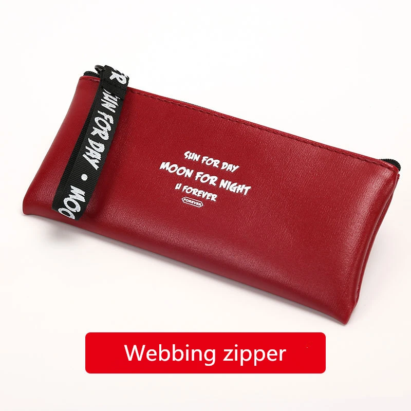 Red Чехол-карандаш, кожаный, школьный, розовый, черный, trousse scolaire stylo kawaii, чехол, корейский, estuche escolar kalem kutusu - Цвет: Red
