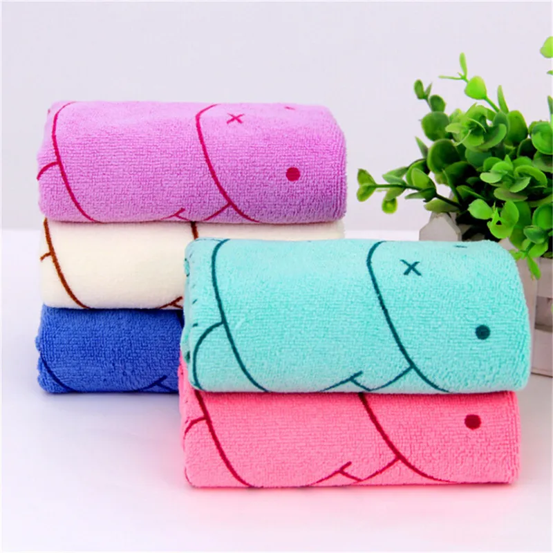 Cute Microfiber Absorbent Drying Bath Beach Towel Baby Kids Cartoon Towel 25*50cm Washcloth Swimwear 2Pcs