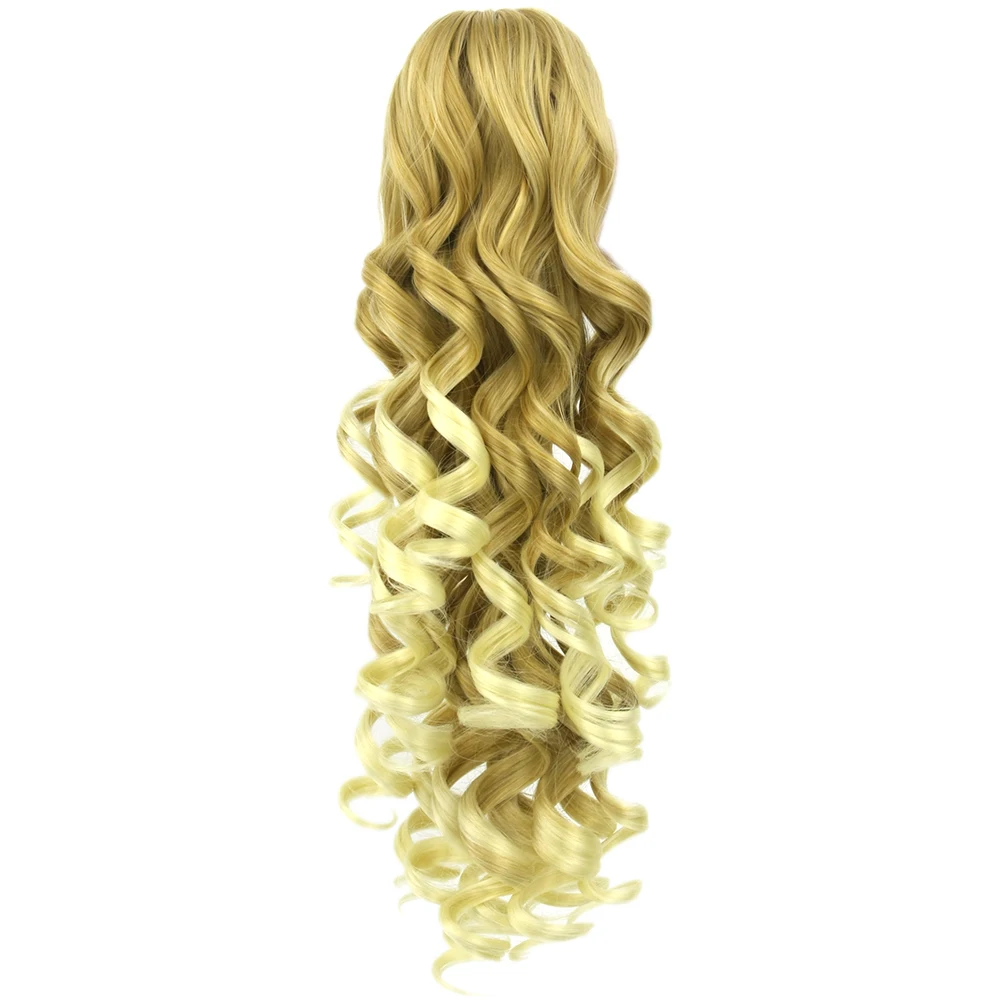 Hair-Extensions Claw-Ponytail Blonde Curly Clip-In Synthetic-Hair High-Temperature Soowee