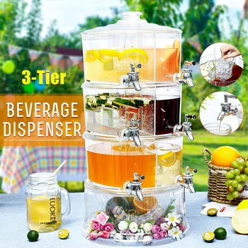

3 Tiers Cold Drink Juice Dispenser Plastic Clear Iced Beverage Holder Party Kitchen Bar Tools Commercial Juice Maker Machine