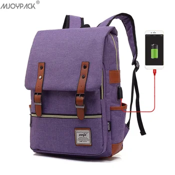 

USB Charge Interface Laptop Backpack Vintage Classic School Bag High Quality Travel Shoulder Bag Teens Boys Girls Bagpack