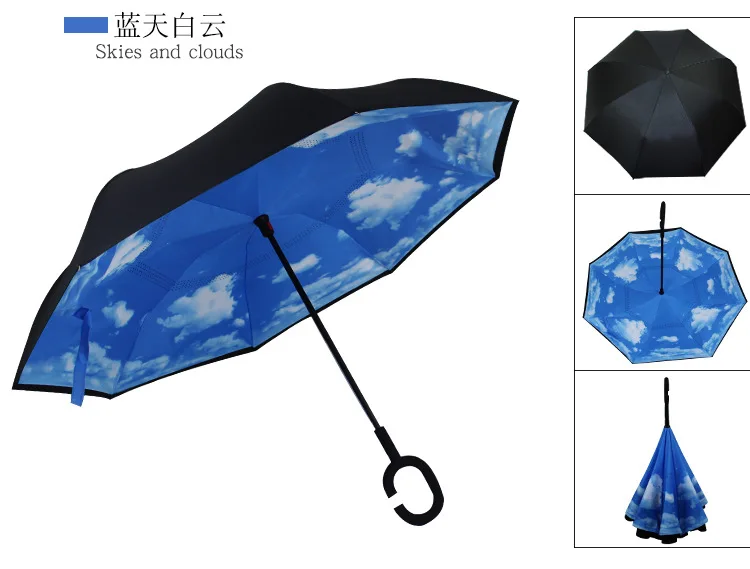 Двухслойный складной зонт Parapluie с защитой от ультрафиолета и защитой от солнца и дождя для мужчин и женщин - Цвет: as picture color