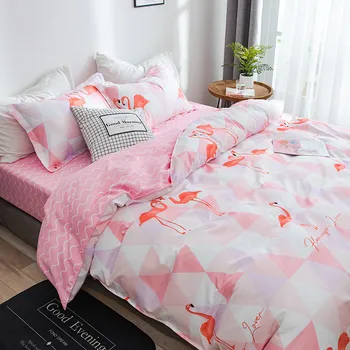 

Denim Student Dormitory Bedding Autumn And Winter Printed Three-Piece Quilt Cover Bed Sheet