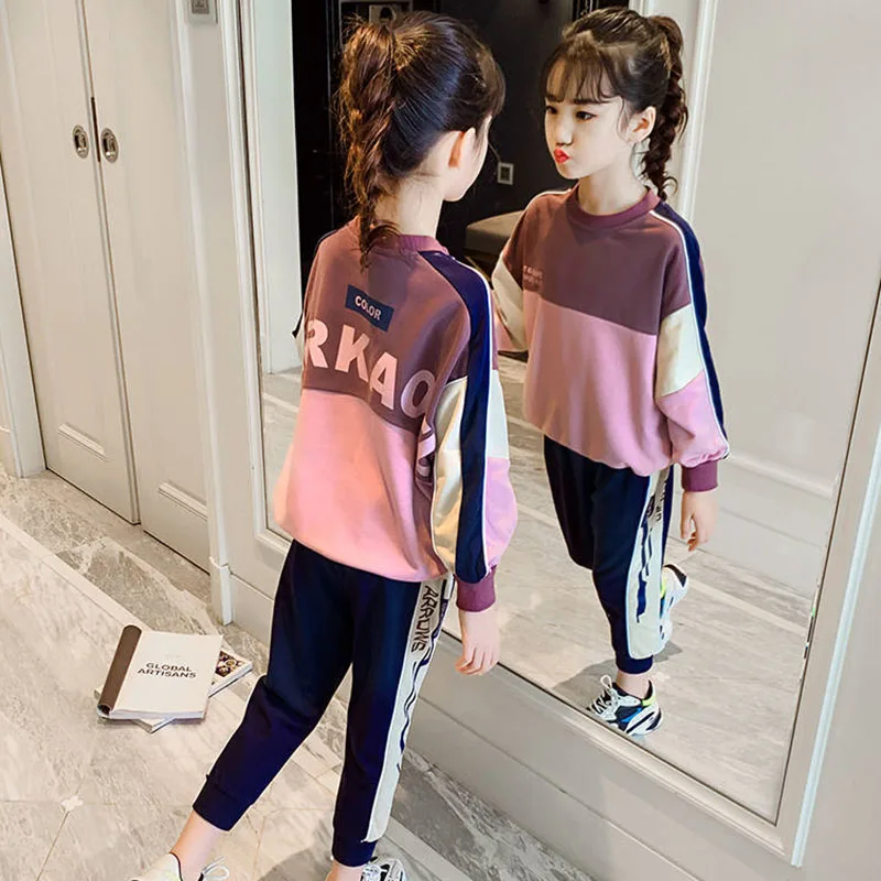 Herfst Kinderen Meisje Sport Kleding Sets Meisjes Lange Mouw Sweatshirt  Broek Tiener Casual Trainingspak Outfit Voor 10 12 Jaar oude|Kledingsets| -  AliExpress