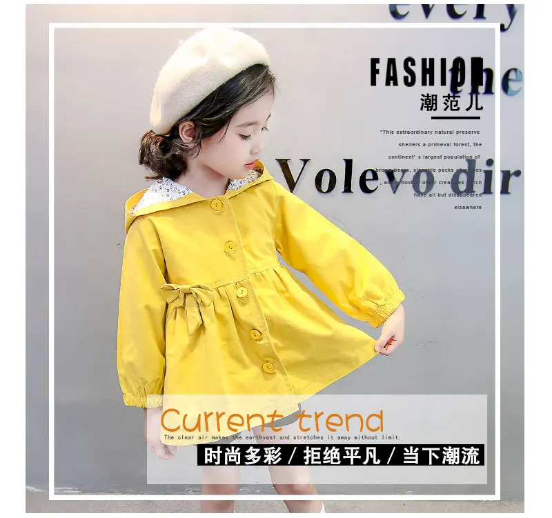 Yingying Babe/ г. Детское пальто в Корейском стиле, штормовка для девочек осеннее Новое Стильное пальто с капюшоном из хлопчатобумажной ткани для ребёнка a