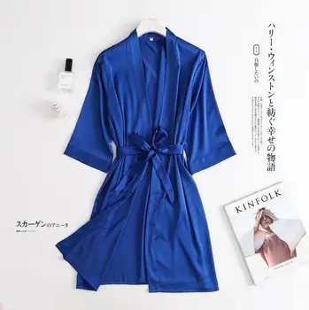 

Silky Satin Nightgown Sexy Bride Bridesmaid Wedding Robe Women Kimono Bathrobe Lounge Dressing Gown Nightdress
