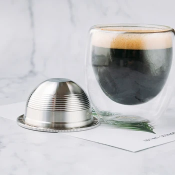 

Stainless Steel Fillable Coffee Capsules Reusable Coffee Cup Filter Set for Nespresso Vertuoline GCA1 and ENV150 Coffee Machine