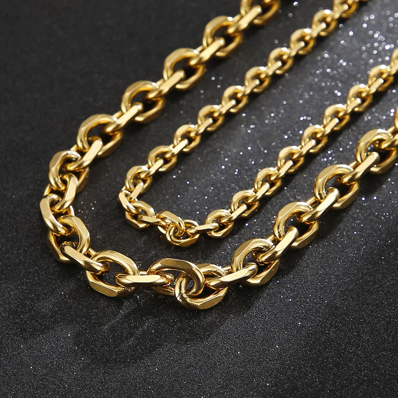 Herren-Halsketten, Ketten, Edelstahl, Gold, Silber, Farbe, Halskette für Männer und Frauen, Rolo-Schmuck, 2/3/4,5/6/7/9/10 mm Breite – Detail 8