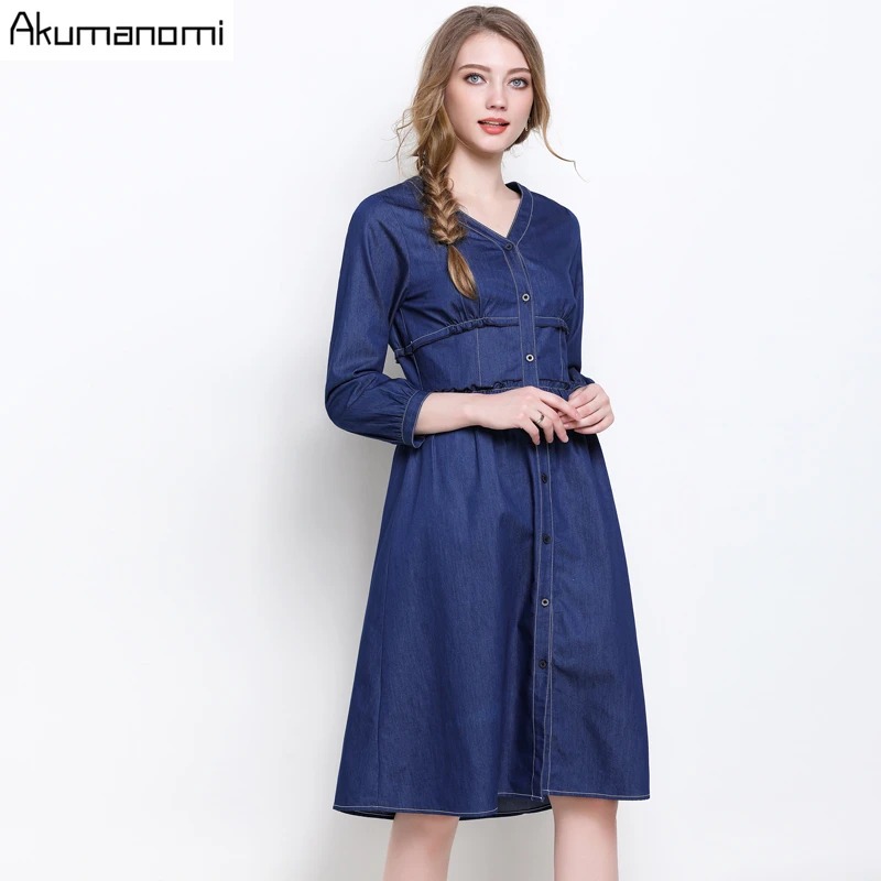 

Autumn Dress 2019 Blue V-neck Three Quarter Women's Clothes Spring Party Dress Plus Size 5xl Sukienki Jurken Vestido Robe Femme