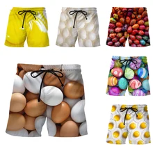 LIASOSO, летние мужские и женские шорты Харадзюку С 3D принтом в виде пасхального яйца, пляжные шорты для фитнеса, хип-хоп, уличные повседневные уличные спортивные штаны, A314-02