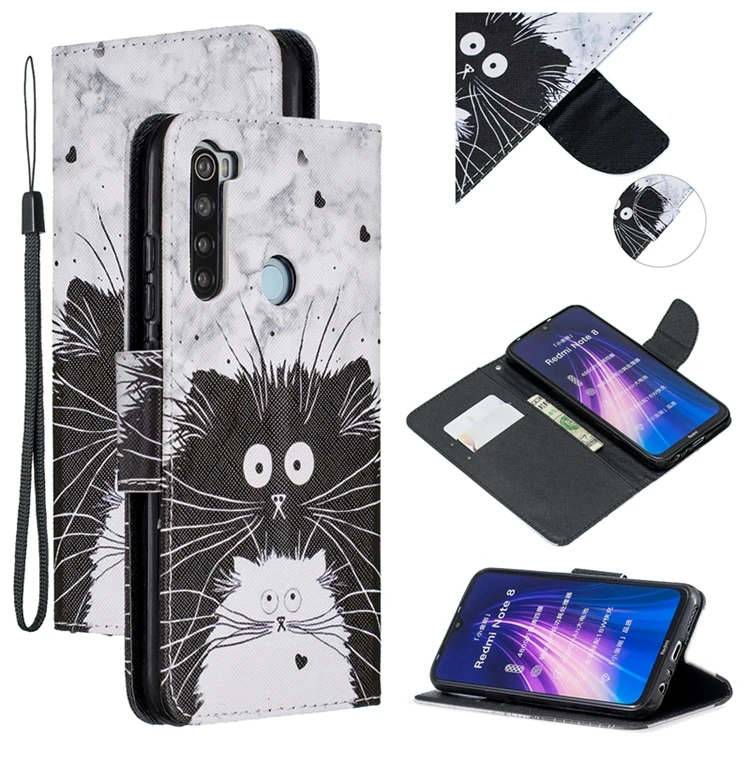 Чехол для Xiaomi Redmi Note 8, чехол с милым котом, пандой, единорогом, совой, кожаный флип-кошелек, чехол для телефона s для Redmi Note 8, чехол Etui Xiomi