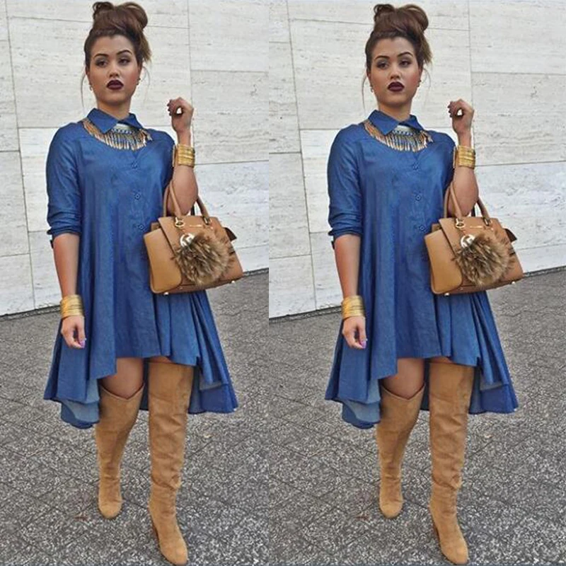 Jeans shirt dress for ladies Clearance