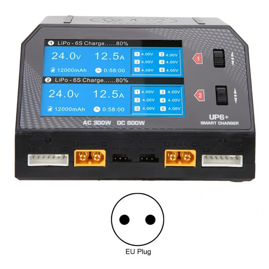 Для ULTRA POWER UP6+ AC 2x150 W/DC 2x300W Двухканальное смарт-зарядное устройство 100~ 110V US/220~ 240V EU 2 типа - Цвет: EU
