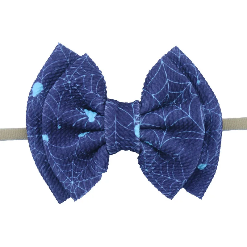 10pcs/lot, 12*10cm Halloween children's nylon Hot sale cute hair fashion accessories with pumpkin double children bow hair band