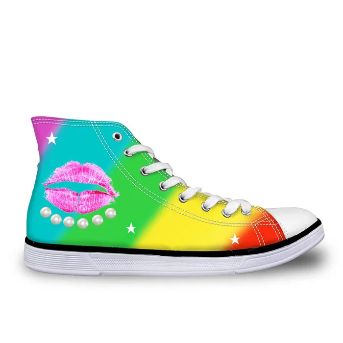 Hightop Sneakers Men Shoes Rainbow Customized Canvas Shoes Colorful High Ankle Cool Casual Men Shoes Drop Shipping Hot New - Цвет: CC6042AK