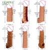 FXINBA 14-20cm Realistic Silicone Penis Extender Sleeve Delay Ejaculation Reusable Condoms Sex Toys For Men Cock Sleeve 1