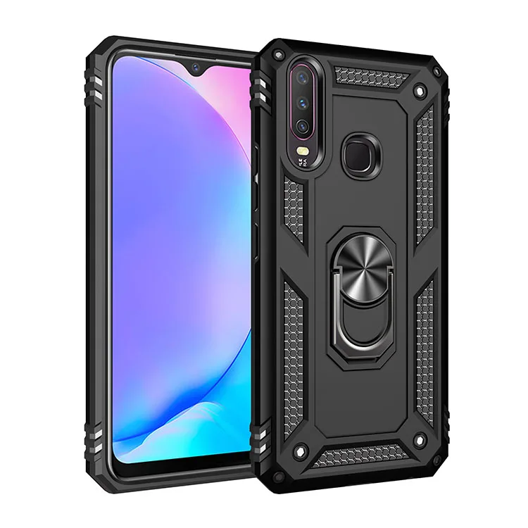 Чехол для VIVO Y15 чехол Vivo Y12 чехол Heavy Duty жесткий прочный бронированный чехол с подставкой Чехол или VIVO Y15 Y12 Y17 Y15 Y11 Y17 U10 U3X - Цвет: Black