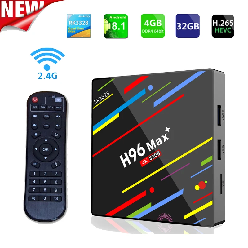 Android 8 1 H96 MAX plus Smart tv box Rockchip RK3328 Четырехъядерный 4 ГБ 32 3 0 USB WiFi 2 4G 4K h96 max + медиаплеер