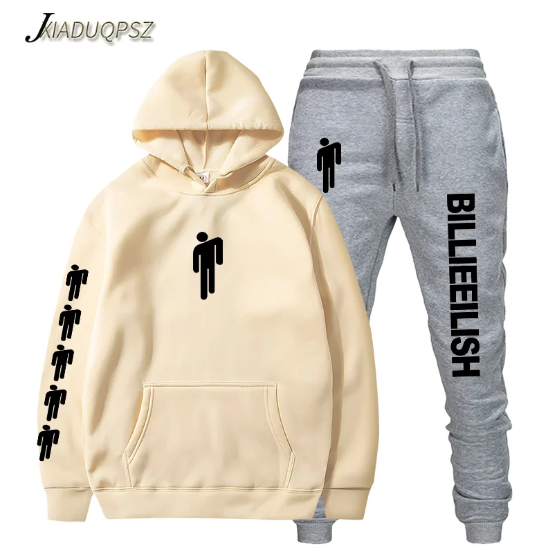 WM23-25 Khaki G Billie Eilish Толстовка для мужчин/женщин модные толстовки с капюшоном+ спортивные костюмы осень зима теплый флисовый пуловер с капюшоном - Цвет: WM23-25 Khaki G