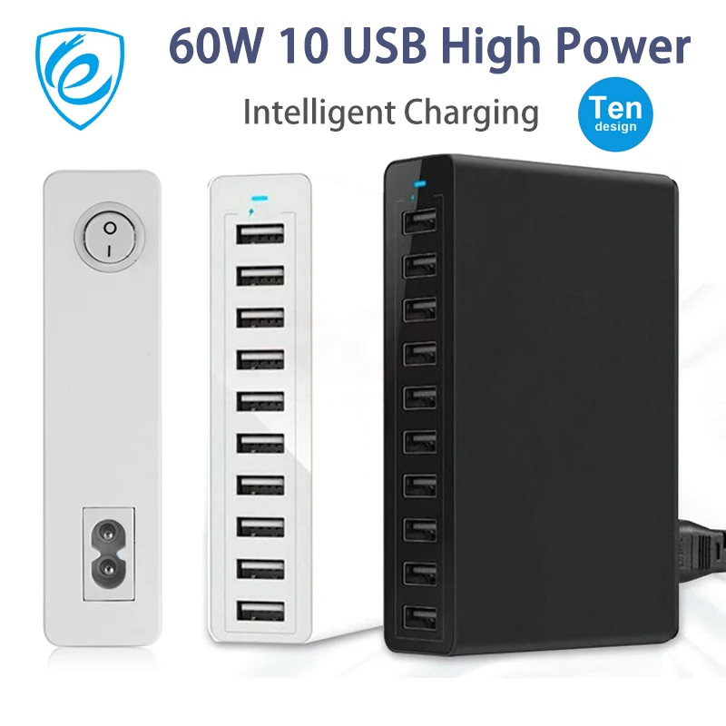 10 портов Мульти USB зарядное устройство быстрой зарядки 60В настенное адаптер