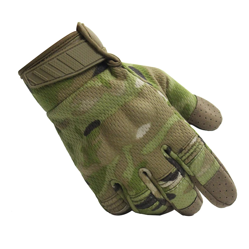light camouflage Тактические перчатки для мужчин с сенсорным экраном, военные перчатки с полными пальцами, армейские спортивные перчатки для велоспорта, альпинистские камуфляжные походные охотничьи противоскользящие перчатки - Цвет: light camouflage