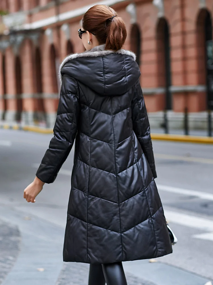 

Jacket Leather Genuine Winter Jacket Women Mink Fur Collar Down Jackets for Women Real Sheepskin Coat Plus Size MY3914 s