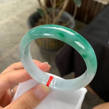 

Zheru jewelry natural Burmese jade two-tone 54-64mm bracelet, elegant princess jewelry, best gift