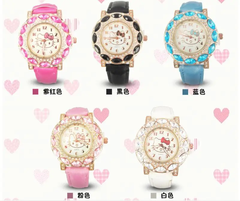 Бренд relojes, милые Мультяшные часы для детей, девочек, женщин, модное платье с кристаллами, кварцевые наручные часы, детские часы