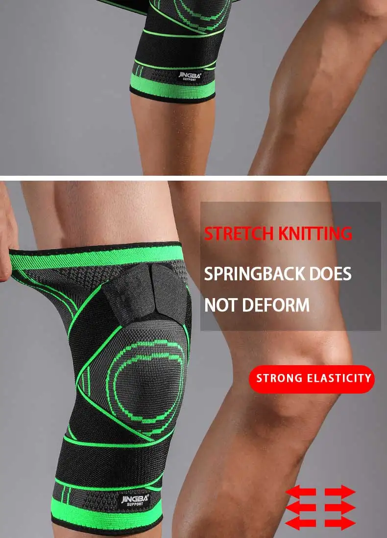 JINGBA SUPPORT Sport Fitness knee brace support Protective gear knee pads Elastic Basketball Volleyball knee protector rodillera