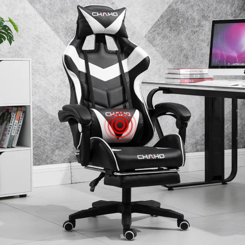 Е-спортивное игровое кресло, семейное офисное компьютерное кресло, вращающееся кресло с подъемником, домашнее офисное кресло, подъемное кресло, современное простое - Цвет: Style B Black White