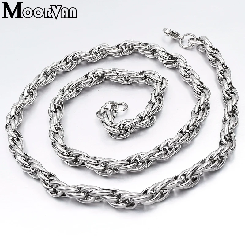 7 мм широкое мужское ожерелье, 24 дюйма, стальная Серебряная цепочка для мужчин, модное ювелирное изделие