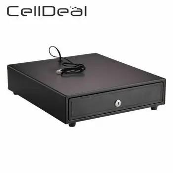

Removable Cash Drawer Box with 4 Bill 5 Coin Tray Stainless Steel Heavy POS Register Key Lock Black Adjustable Divider Cash Tray