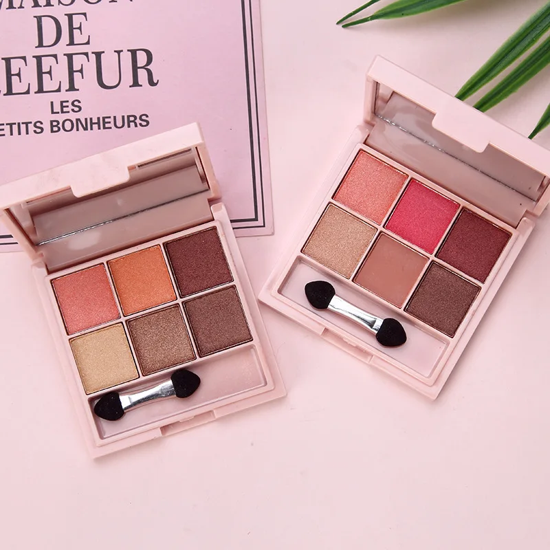 

Eye Shadow Six-Color Pearly Lustre Matte Box Eye Shadow Pumpkin Peach Blossom Grapefruit Mermaid Ji Makeup Palette