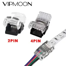 5/10 pces 2 pinos 4 pinos led conector para 10mm impermeável/não única cor rgb led tira para tira/fio de conexão rápida rgb luz