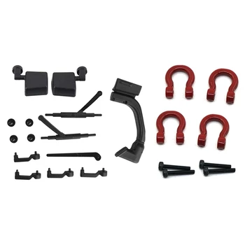 melhor Rc Porta Do Carro Lidar Com Kit Rc Maçaneta Da Porta Limpador Espelho Conjunto Com 4 Pçs Reboque Vermelho Gancho De Reboque Pára-choques D-ring