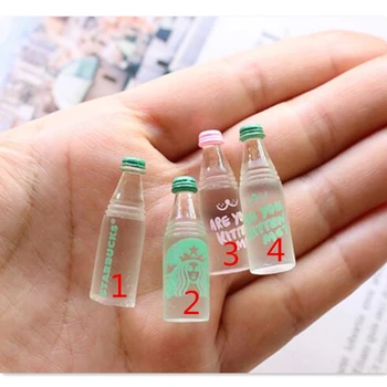 

Tanduzi 100pcs Wholesale Cute Flatback Resin Cabochons Simulation Food Mini Beverage Bottle DIY Dollhouse Miniature Resin Crafts