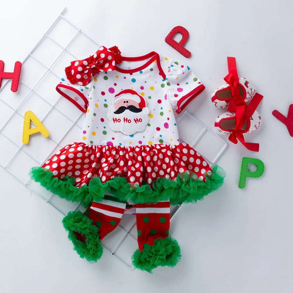 Рождественский комплект из 4 предметов для маленьких девочек с принтом Санты; комплект юбки; Рождественская одежда для малышей; красный и розовый цвет